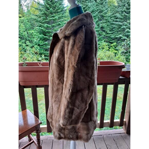 Vtg 70s Lilli Ann San Francisco Faux Fur Coat Tan Suede Trim Mod England - Picture 3 of 13